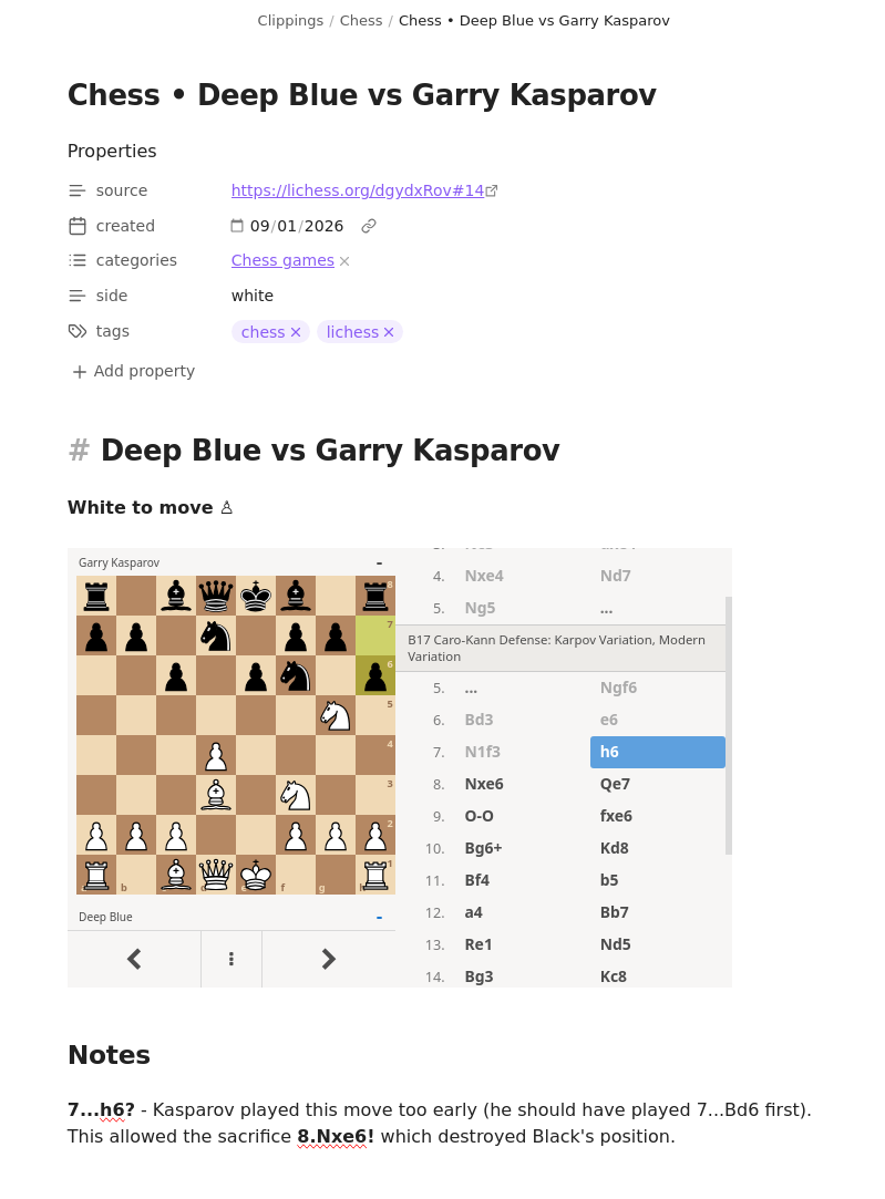Obsidian chess game note example